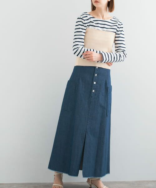 ＊＊URBAN RESEARCH ROSSO / アーバンリサーチ ロッソ スカート | ボタンデニムスカート（indigo）