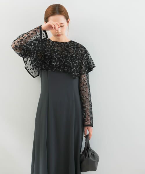 ＊＊URBAN RESEARCH ROSSO / アーバンリサーチ ロッソ ドレス | レースケープドレス（bk×cha）