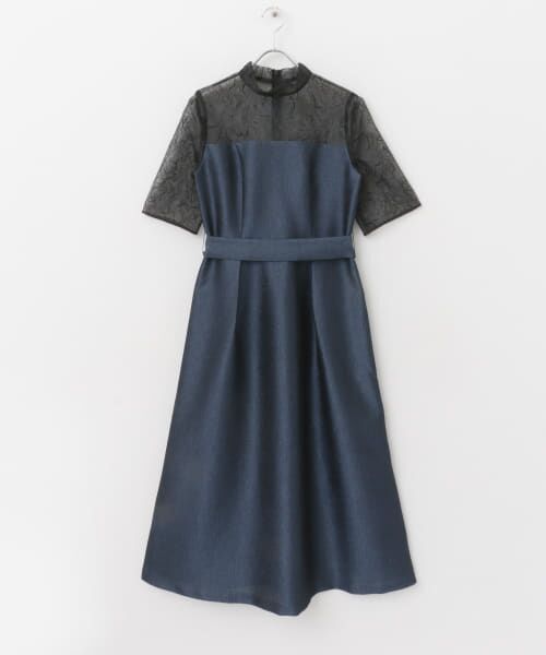 ＊＊URBAN RESEARCH ROSSO / アーバンリサーチ ロッソ ドレス | kaene　ラメジャガードコンビドレス（navy）