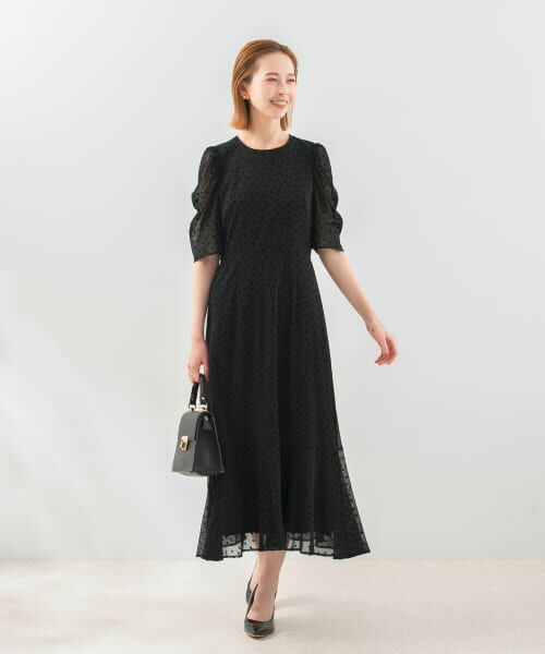 【美品】Chaco×ROSSO オケージョンドレス　フリーサイズ セール】『別注』Chaco×ROSSO カットジャガードドレス（ドレス