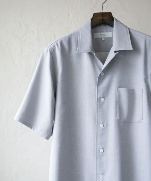 ＊＊URBAN RESEARCH ROSSO / アーバンリサーチ ロッソ シャツ・ブラウス | 『WEB限定』『セットアップ対応』パナマ風オープンカラー半袖シャツ（ICE GRAY）