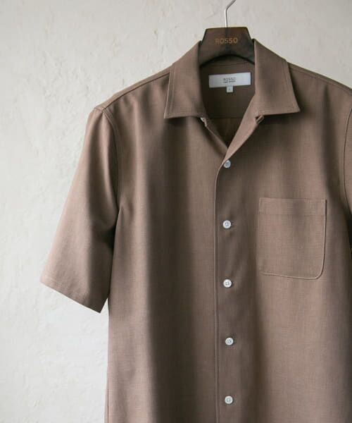 ＊＊URBAN RESEARCH ROSSO / アーバンリサーチ ロッソ シャツ・ブラウス | 『WEB限定』『セットアップ対応』パナマ風オープンカラー半袖シャツ（L/BROWN）