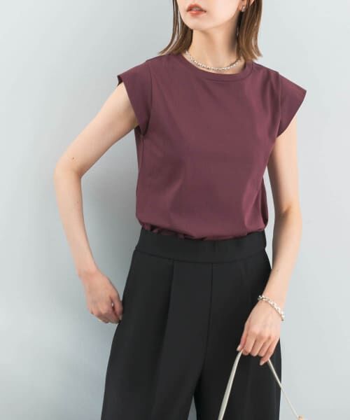 ＊＊URBAN RESEARCH ROSSO / アーバンリサーチ ロッソ Tシャツ | クールタッチスーピマコットンフレンチTシャツ（PLUM）