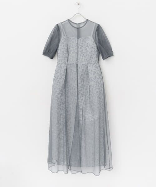 ＊＊URBAN RESEARCH ROSSO / アーバンリサーチ ロッソ ドレス | kaene　プリントジャガード×チュールドレス（sax）