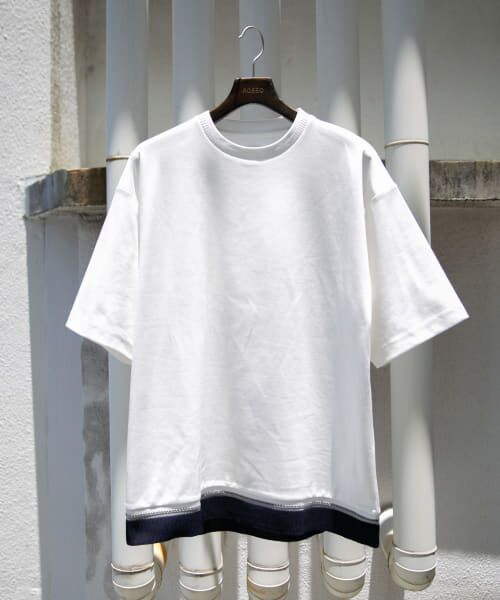 ＊＊URBAN RESEARCH ROSSO / アーバンリサーチ ロッソ Tシャツ | 『XLサイズあり』『WEB限定』ニットドッキングポンチTシャツ（WHITE）