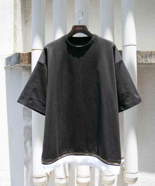 ＊＊URBAN RESEARCH ROSSO / アーバンリサーチ ロッソ Tシャツ | 『XLサイズあり』『WEB限定』ニットドッキングポンチTシャツ（BLACK）