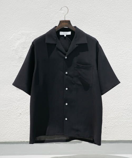 ＊＊URBAN RESEARCH ROSSO / アーバンリサーチ ロッソ シャツ・ブラウス | 『WEB限定』シアーオープンカラーシャツ（BLACK）