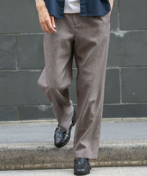 ＊＊URBAN RESEARCH ROSSO / アーバンリサーチ ロッソ その他パンツ | コットンリネンリラックストラウザー（BROWN）