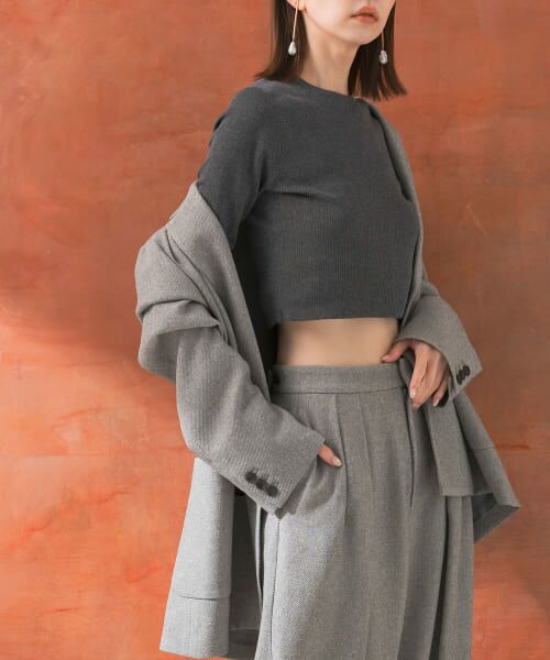 ＊＊URBAN RESEARCH ROSSO / アーバンリサーチ ロッソ ニット・セーター | クロップドリブニット（gray）