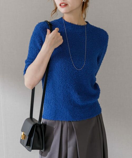 ＊＊URBAN RESEARCH ROSSO / アーバンリサーチ ロッソ ニット・セーター | コットンシャギーハイネックプルオーバー（BLUE）