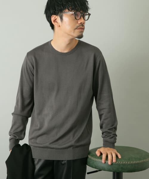 ＊＊URBAN RESEARCH ROSSO / アーバンリサーチ ロッソ ニット・セーター | 『一部WEB限定カラー』『XLサイズあり』『UR TECH』ハイゲージクルーネックニット（GRAY）
