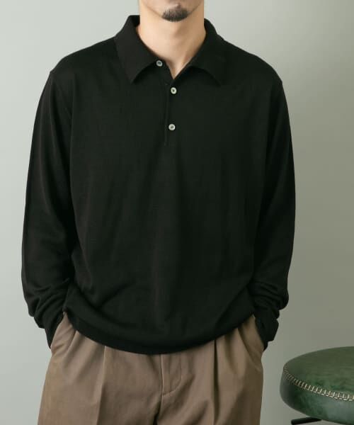 ＊＊URBAN RESEARCH ROSSO / アーバンリサーチ ロッソ ポロシャツ | 『一部WEB限定カラー』『XLサイズあり』『UR TECH』ハイゲージニットポロシャツ（BLACK）