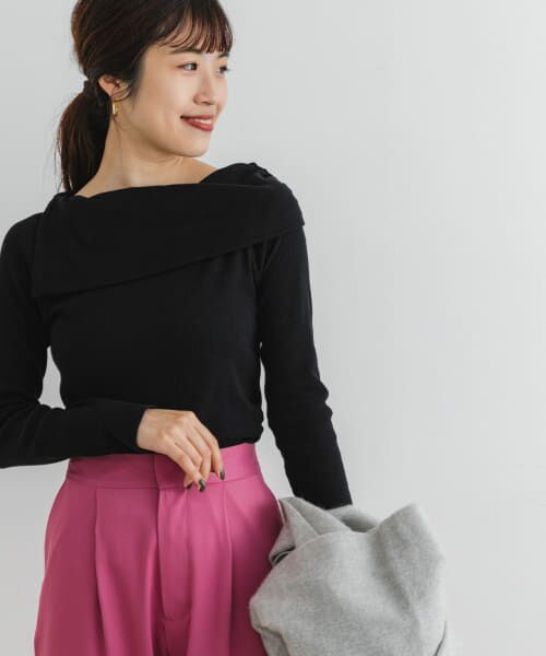 ＊＊URBAN RESEARCH ROSSO / アーバンリサーチ ロッソ Tシャツ | F by ROSSO　アシメボートネックプルオーバー（BLACK）