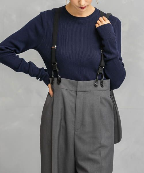 ＊＊URBAN RESEARCH ROSSO / アーバンリサーチ ロッソ ニット・セーター | シルク混リブデザインニット（NAVY）