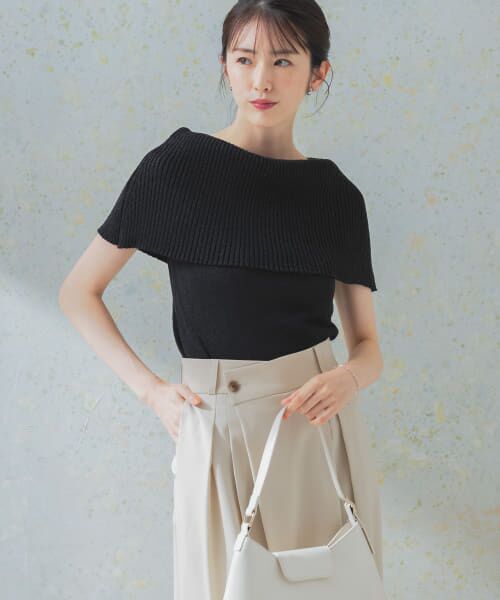 ＊＊URBAN RESEARCH ROSSO / アーバンリサーチ ロッソ ニット・セーター | ドライタッチオフショルダーニット（BLACK）