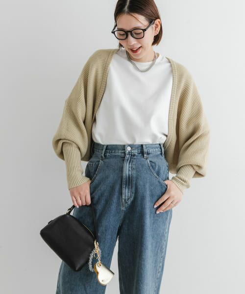 ＊＊URBAN RESEARCH ROSSO / アーバンリサーチ ロッソ カーディガン・ボレロ | F by ROSSO　アンチピリング片畦ボレロカーディガン（SAND BEIGE）