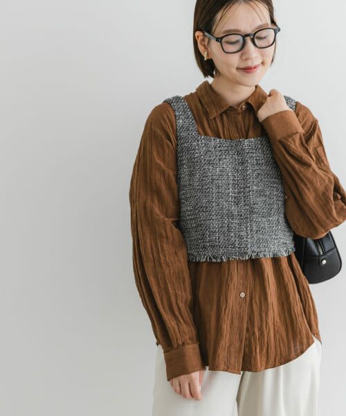＊＊URBAN RESEARCH ROSSO / アーバンリサーチ ロッソ シャツ・ブラウス | F by ROSSO　ワッシャーサテンオーバーシャツ（BROWN）