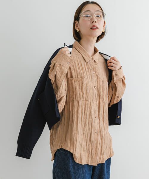 ＊＊URBAN RESEARCH ROSSO / アーバンリサーチ ロッソ シャツ・ブラウス | F by ROSSO　ワッシャーサテンオーバーシャツ（P/BEIGE）