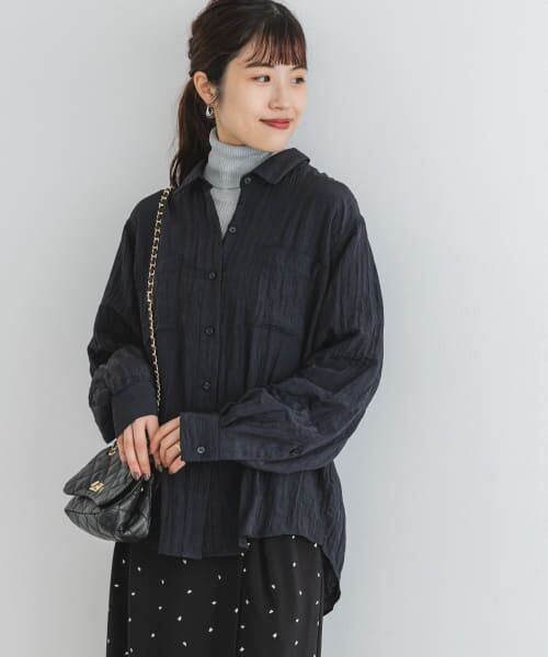 ＊＊URBAN RESEARCH ROSSO / アーバンリサーチ ロッソ シャツ・ブラウス | F by ROSSO　ワッシャーサテンオーバーシャツ（NAVY）