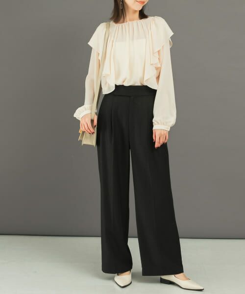 ＊＊URBAN RESEARCH ROSSO / アーバンリサーチ ロッソ その他パンツ | ハイウエストツイードワイドパンツ（BLACK）