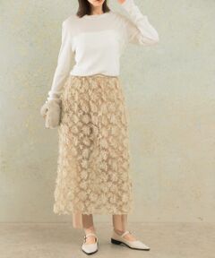 チュールフラワーレイヤードスカート