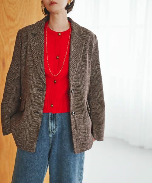 ＊＊URBAN RESEARCH ROSSO / アーバンリサーチ ロッソ その他アウター | F by ROSSO　ヘリンボンツイードテーラードジャケット（BROWN）