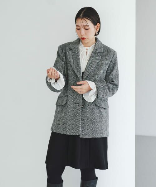 セール】 F by ROSSO ヘリンボンツイードテーラードジャケット