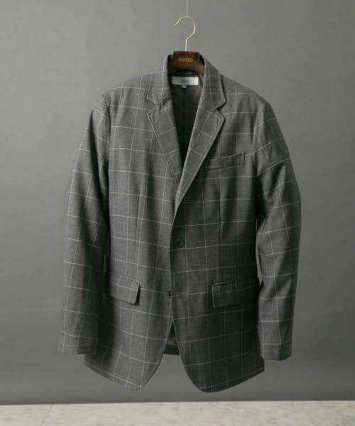 ＊＊URBAN RESEARCH ROSSO / アーバンリサーチ ロッソ テーラードジャケット | 『セットアップ対応』『XLサイズあり』ウインドウペンT/Rシングルジャケット（GRAY）