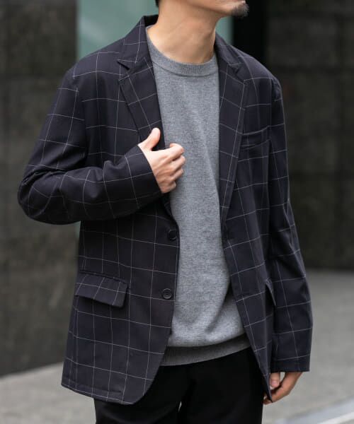 ＊＊URBAN RESEARCH ROSSO / アーバンリサーチ ロッソ テーラードジャケット | 『セットアップ対応』『XLサイズあり』ウインドウペンT/Rシングルジャケット（CHARCOAL）