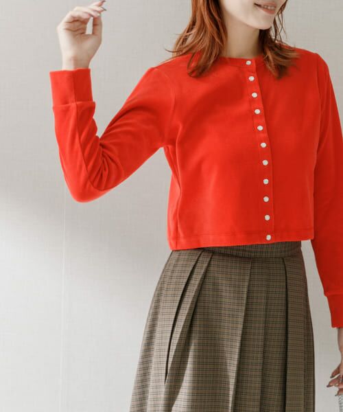 ＊＊URBAN RESEARCH ROSSO / アーバンリサーチ ロッソ カーディガン・ボレロ | コンパクトベロアカーディガン（RED）