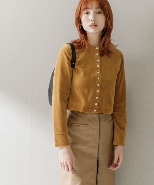＊＊URBAN RESEARCH ROSSO / アーバンリサーチ ロッソ カーディガン・ボレロ | コンパクトベロアカーディガン（GOLD）