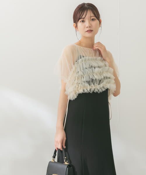 ＊＊URBAN RESEARCH ROSSO / アーバンリサーチ ロッソ ドレス | チュールフリル2WAYドレス（beige×bk）