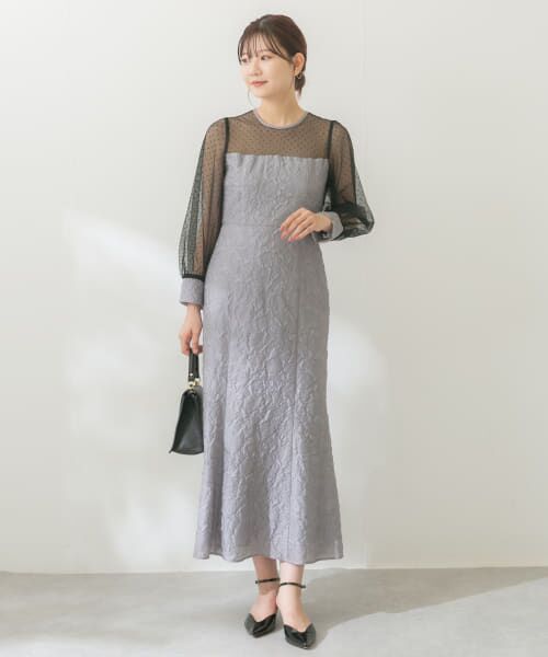 ＊＊URBAN RESEARCH ROSSO / アーバンリサーチ ロッソ ドレス | kaene　エンボスフラワードットミックスドレス（gray）