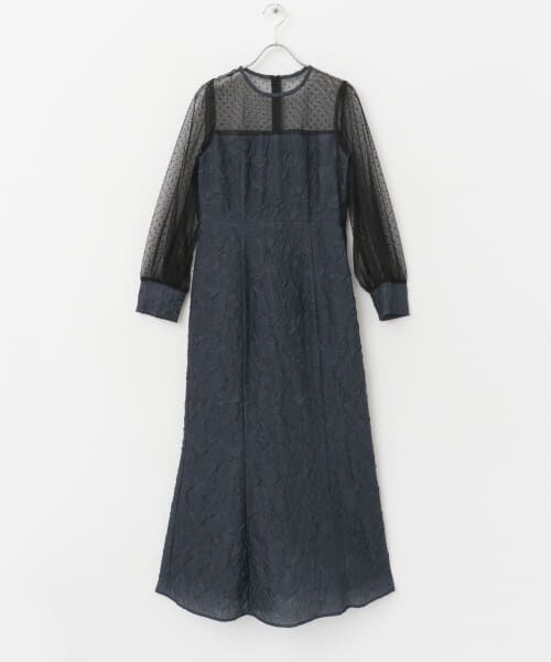 ＊＊URBAN RESEARCH ROSSO / アーバンリサーチ ロッソ ドレス | kaene　エンボスフラワードットミックスドレス（navy）