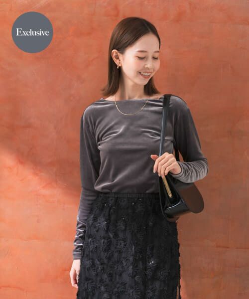 ＊＊URBAN RESEARCH ROSSO / アーバンリサーチ ロッソ Tシャツ | 『別注』GREYCHORD×ROSSO　MIRAベロアカットソー（STEEL GREY）