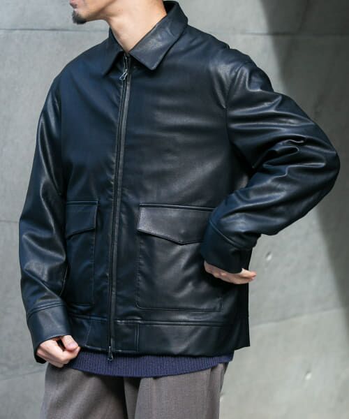＊＊URBAN RESEARCH ROSSO / アーバンリサーチ ロッソ ブルゾン | 『XLサイズあり』Fake Fabricブルゾン（BLACK）