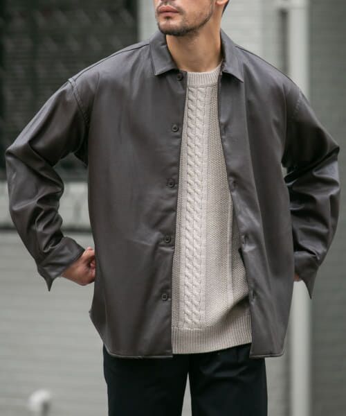 ＊＊URBAN RESEARCH ROSSO / アーバンリサーチ ロッソ その他アウター | 『XLサイズあり』Fake Fabricサイドポケットシャツジャケット（D.BROWN）