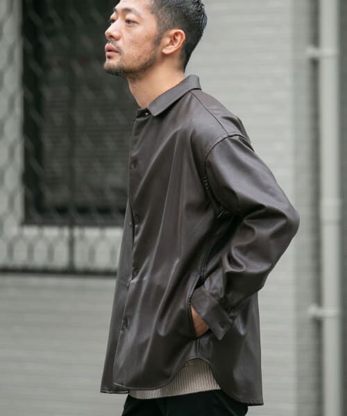 セール】 『XLサイズあり』Fake Fabricサイドポケットシャツ