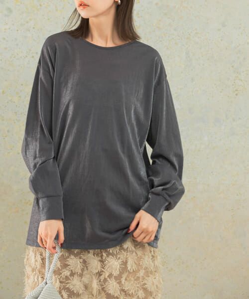 ＊＊URBAN RESEARCH ROSSO / アーバンリサーチ ロッソ Tシャツ | シアークルーネックロングTシャツ（CHARCOAL）