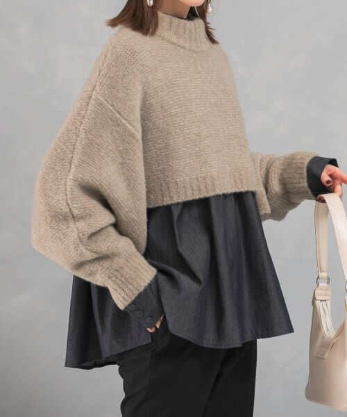 ＊＊URBAN RESEARCH ROSSO / アーバンリサーチ ロッソ ニット・セーター | クロップドマルチウェイニット（beige）