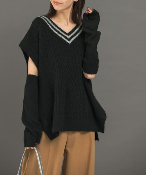 ＊＊URBAN RESEARCH ROSSO / アーバンリサーチ ロッソ ニット・セーター | アームウォーマーセットニットベスト（black）