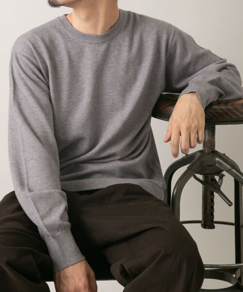 ＊＊URBAN RESEARCH ROSSO / アーバンリサーチ ロッソ ニット・セーター | ウォッシャブルストレッチクルーネックニット（GRAY）
