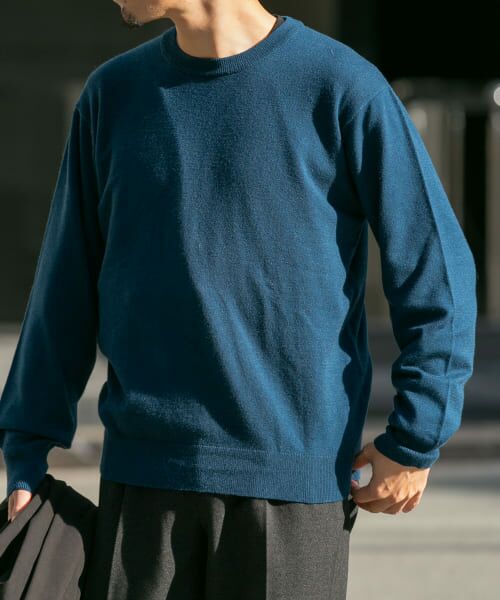 ＊＊URBAN RESEARCH ROSSO / アーバンリサーチ ロッソ ニット・セーター | ウォッシャブルストレッチクルーネックニット（NAVY）