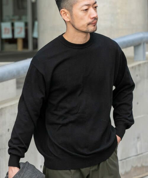 ＊＊URBAN RESEARCH ROSSO / アーバンリサーチ ロッソ ニット・セーター | 『一部WEB限定カラー』綿カシミヤクルーネックニット（BLACK）