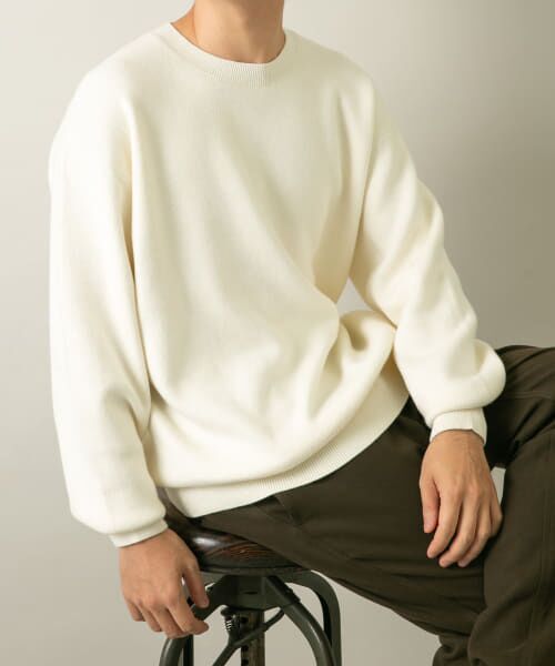 ＊＊URBAN RESEARCH ROSSO / アーバンリサーチ ロッソ ニット・セーター | 『一部WEB限定カラー』綿カシミヤワイドフィットクルーネックニット（IVORY）