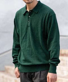 綿カシミヤニットポロシャツ