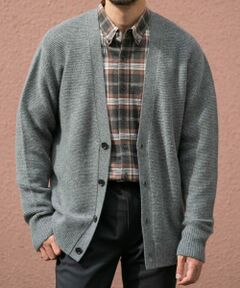 『XLサイズあり』ハミルトンウールガーター編みVネックカーディガン