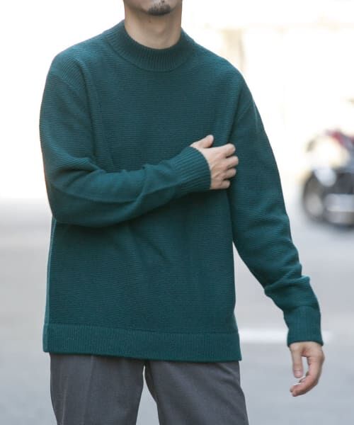 ＊＊URBAN RESEARCH ROSSO / アーバンリサーチ ロッソ ニット・セーター | 『XLサイズあり』ハミルトンウールガーター編みモックネックプルオーバー（GREEN）
