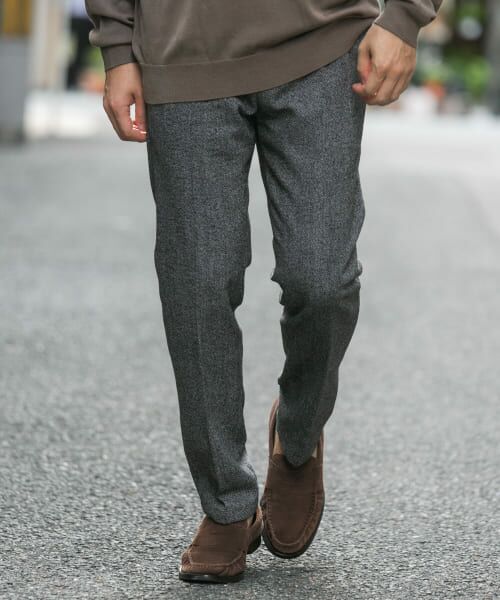 ＊＊URBAN RESEARCH ROSSO / アーバンリサーチ ロッソ その他パンツ | 『セットアップ対応』『XLサイズあり』ツイードタックテーパードパンツ（BLACK）