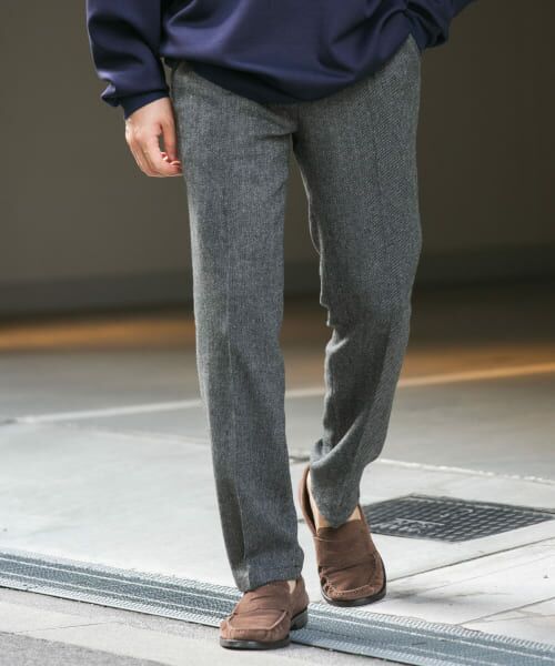 ＊＊URBAN RESEARCH ROSSO / アーバンリサーチ ロッソ その他パンツ | 『セットアップ対応』『XLサイズあり』ツイードタックテーパードパンツ（CHARCOAL）